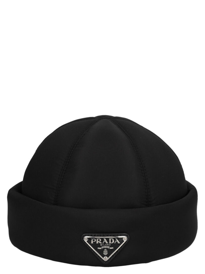 Re-nylon logo hat PRADA Black