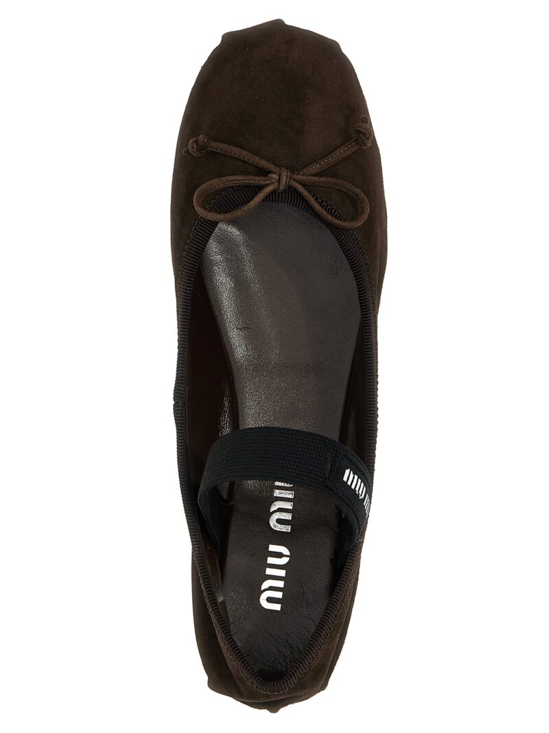 Logo ballet flats 100% goat leather (Capra Hircus Hircus) MIU MIU Brown