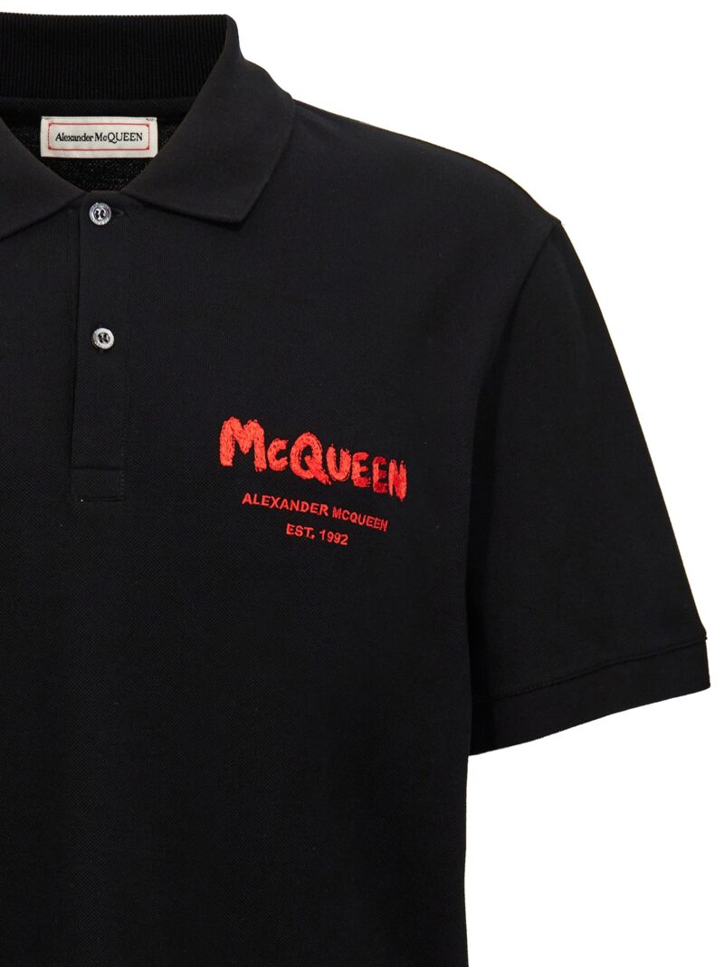 'Graffiti' polo shirt Man ALEXANDER MCQUEEN Black