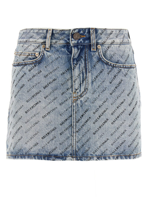 Logo denim skirt BALENCIAGA Light Blue