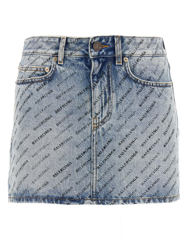 Logo denim skirt BALENCIAGA Light Blue