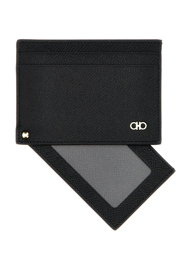 'Micro Gancio' card holder Man FERRAGAMO Black