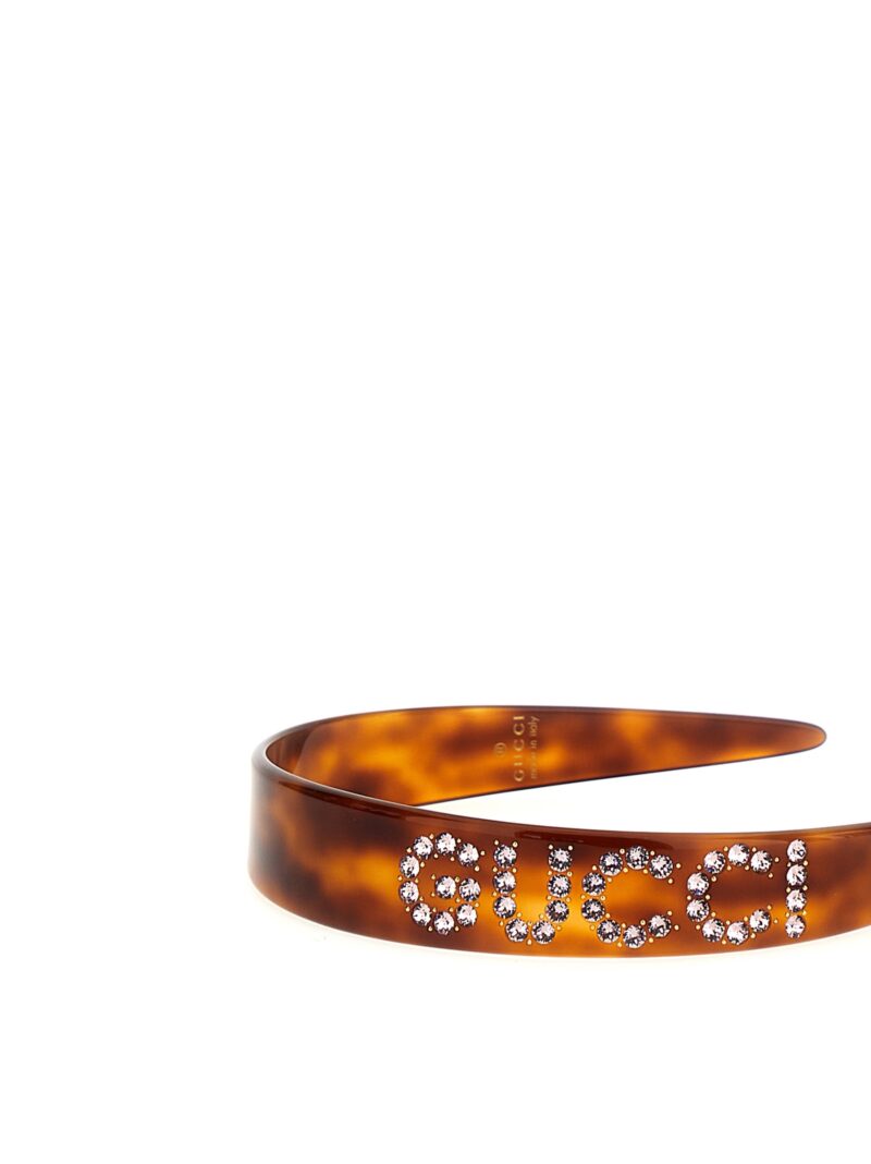 Strass logo headband Woman GUCCI Brown