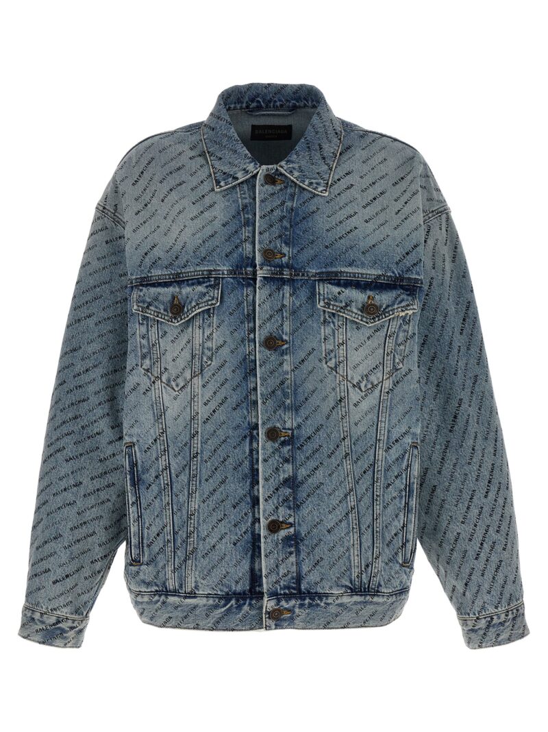 All over logo denim jacket BALENCIAGA Light Blue