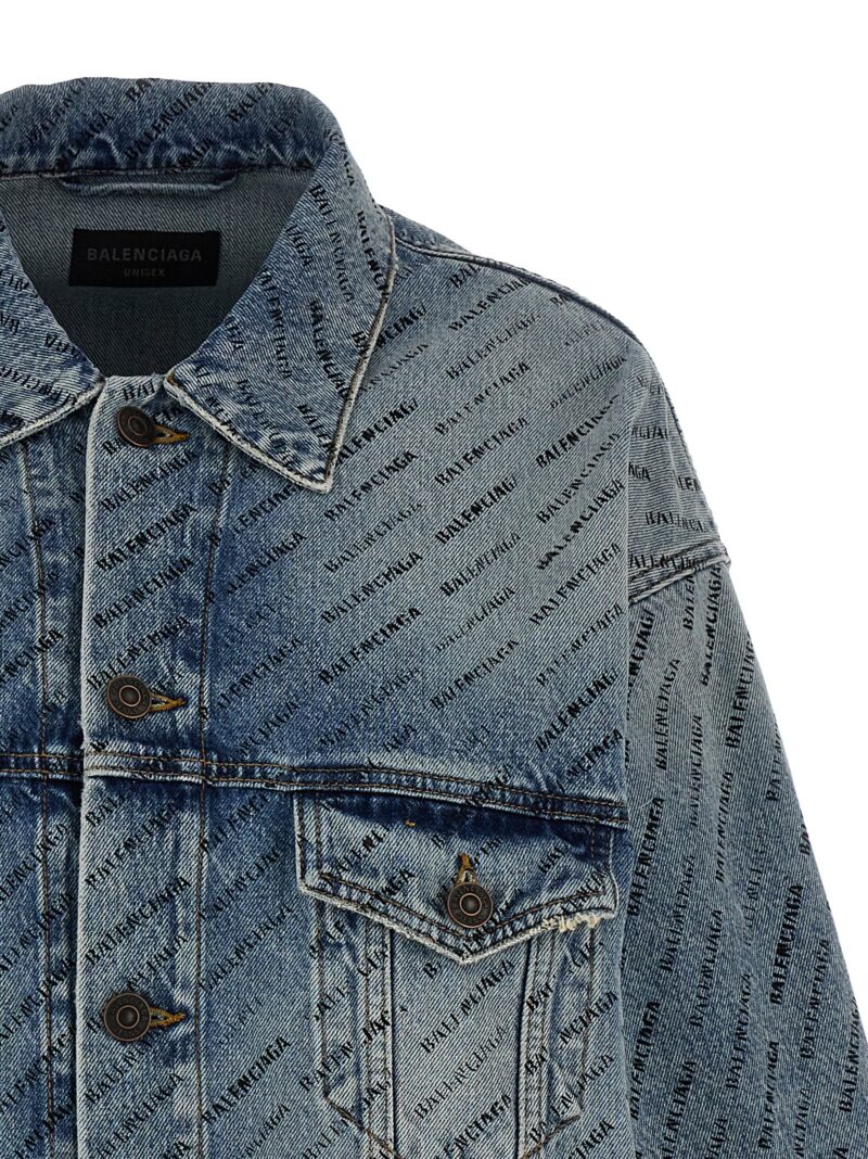 All over logo denim jacket Woman BALENCIAGA Light Blue