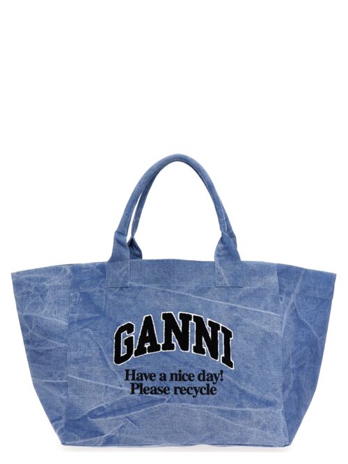 'Blue Oversized Canvas' shopping bag GANNI Light Blue