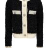 Furry tweed cardigan BALMAIN White/Black