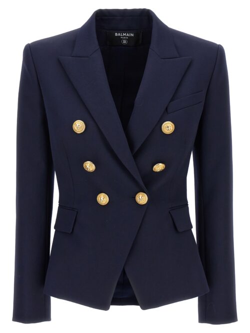 Double-breasted blazer with logo buttons BALMAIN Blue