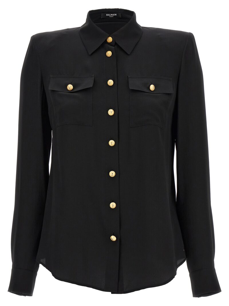 Logo button shirt BALMAIN Black