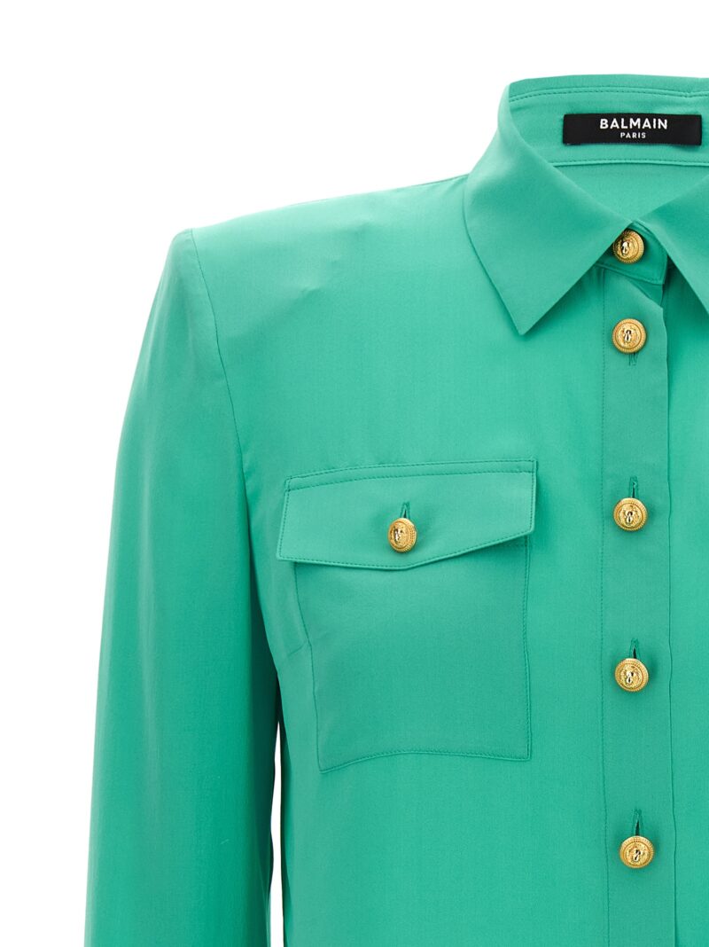 Logo button shirt Woman BALMAIN Light Blue