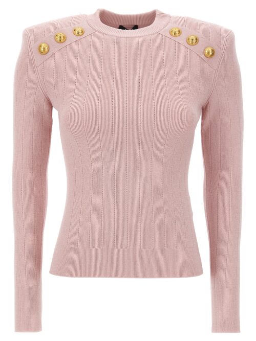 Logo button sweater BALMAIN Pink