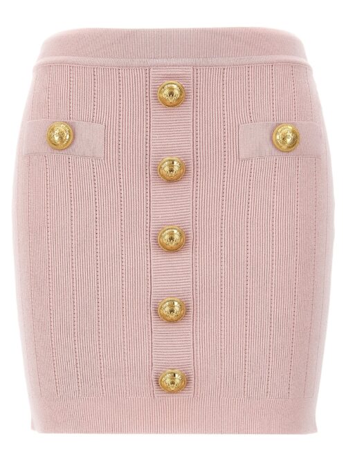 Logo button skirt BALMAIN Pink