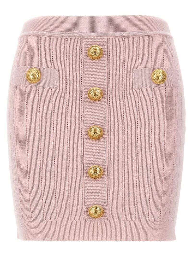 Logo button skirt BALMAIN Pink