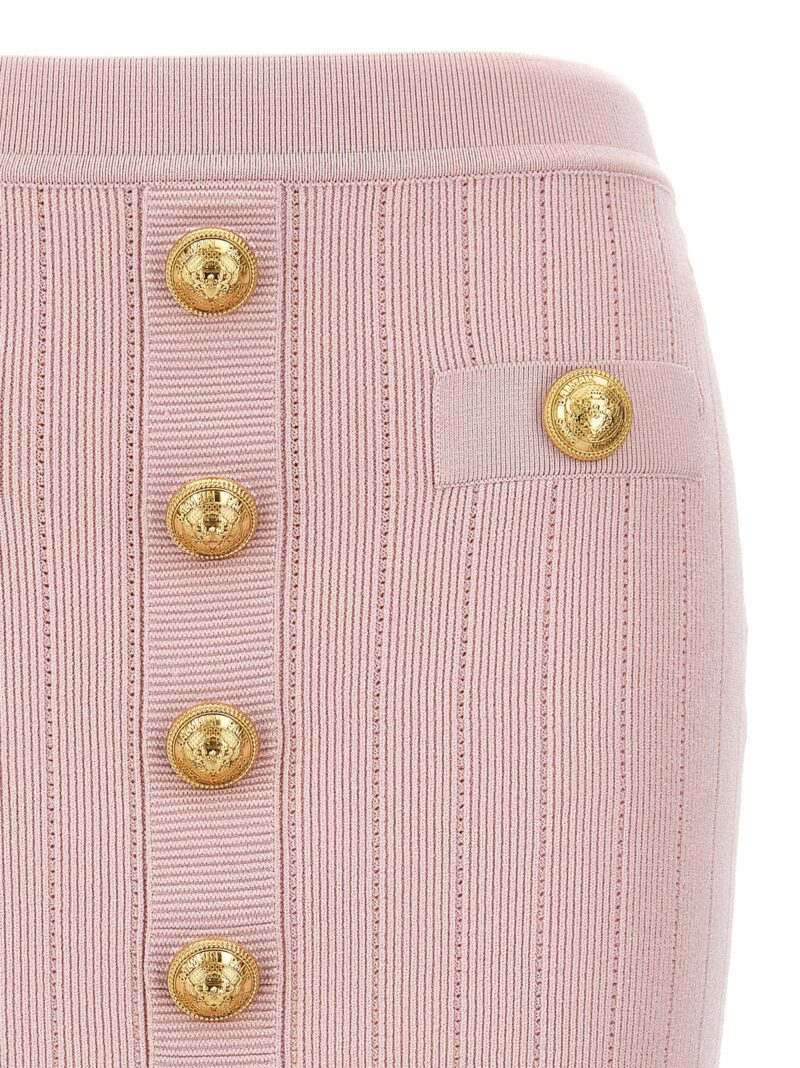 Logo button skirt Woman BALMAIN Pink