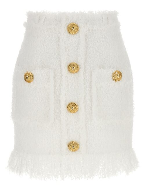 Button tweed skirt BALMAIN White