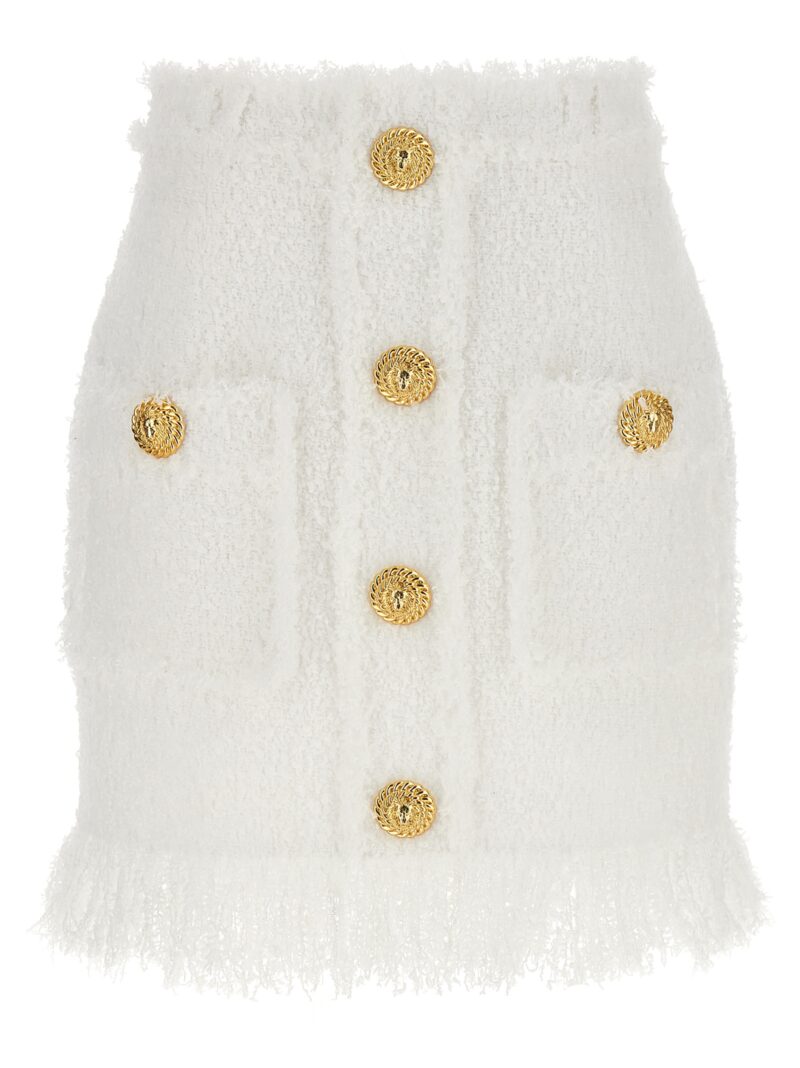 Button tweed skirt BALMAIN White