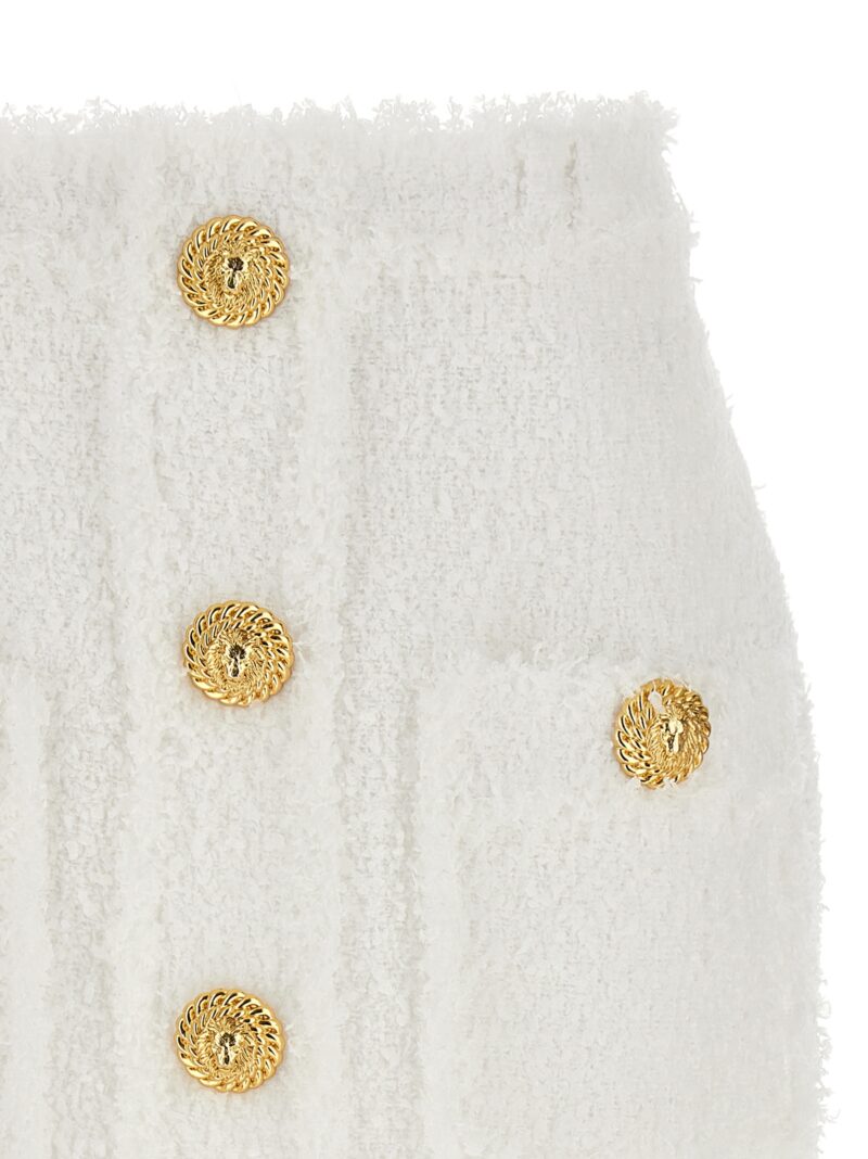 Button tweed skirt Woman BALMAIN White