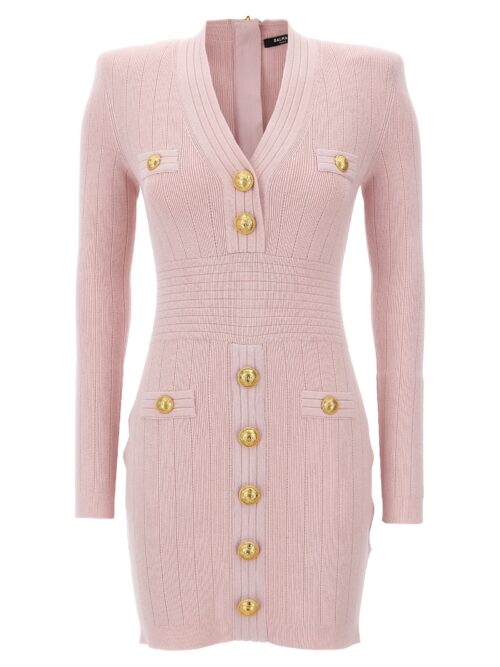 Logo button dress BALMAIN Pink