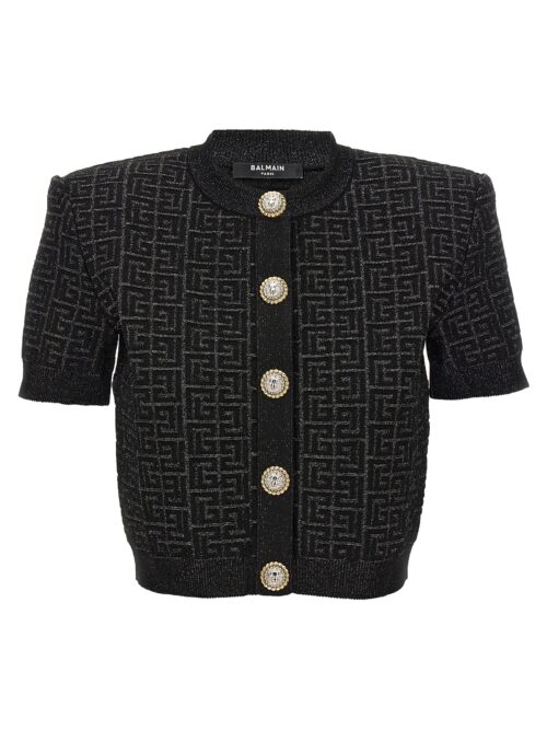 'Monogram' cropped cardigan BALMAIN Black