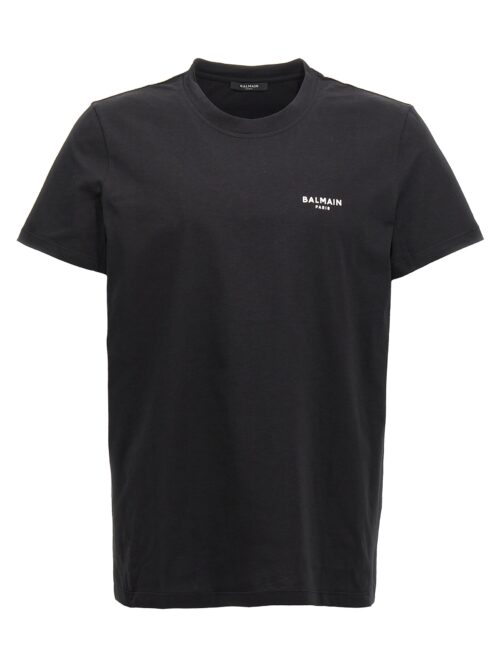 Flocked logo T-shirt BALMAIN Black