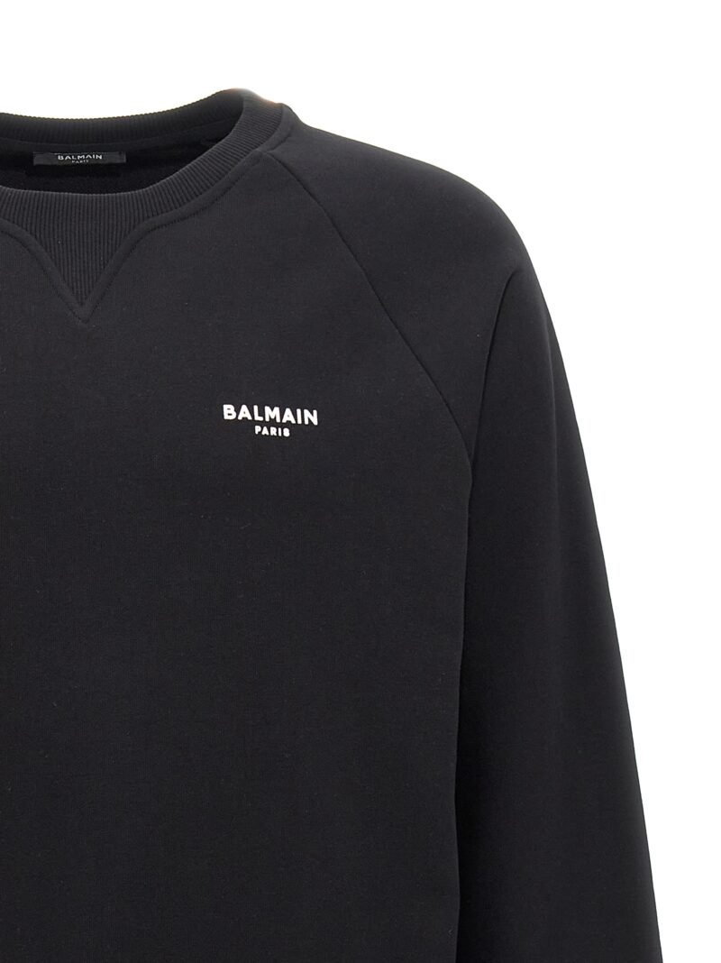 Flocked logo sweatshirt Man BALMAIN Black