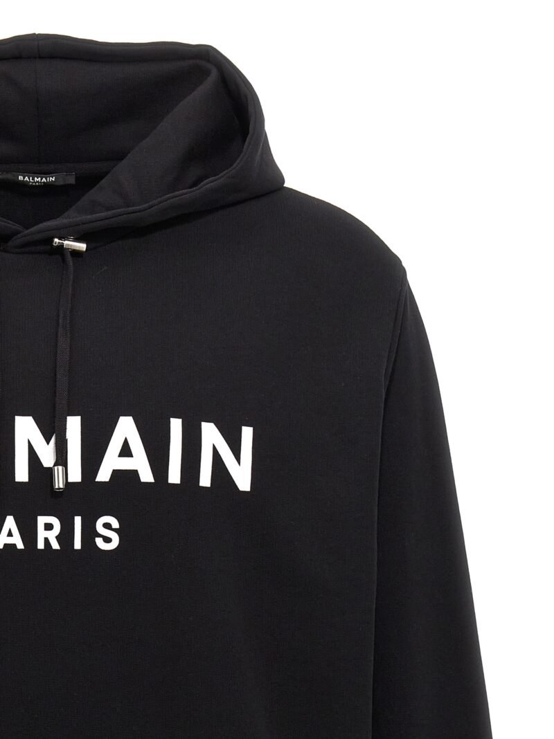 Logo print hoodie Man BALMAIN White/Black