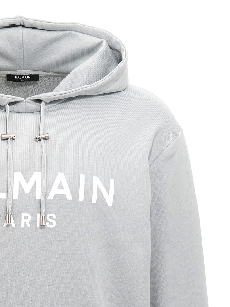 Logo print hoodie Man BALMAIN Light Blue