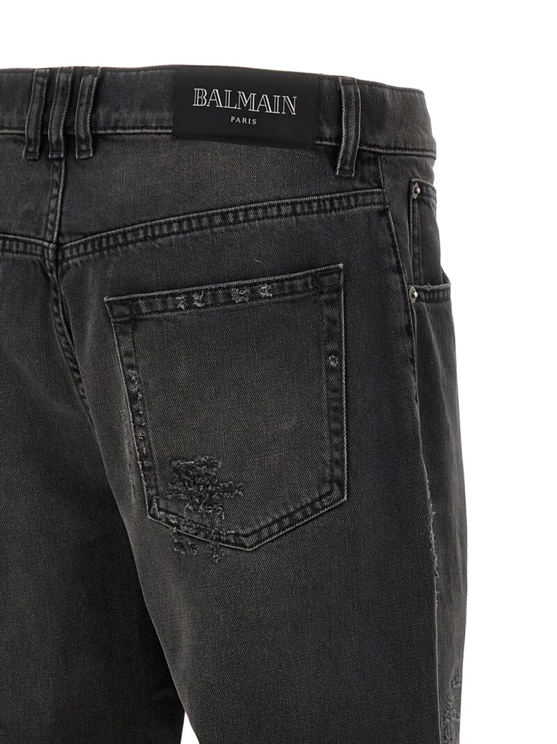 Destroyed jeans 100% cotton BALMAIN Black