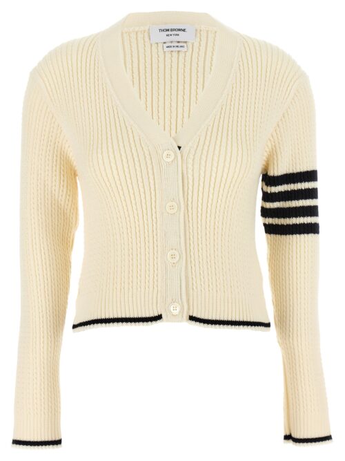 '4 Bar' cardigan THOM BROWNE White/Black