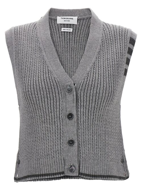 'Baby Cable Cropped' Vest THOM BROWNE Gray