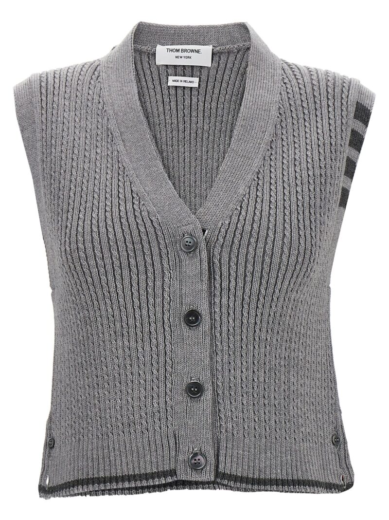 'Baby Cable Cropped' Vest THOM BROWNE Gray