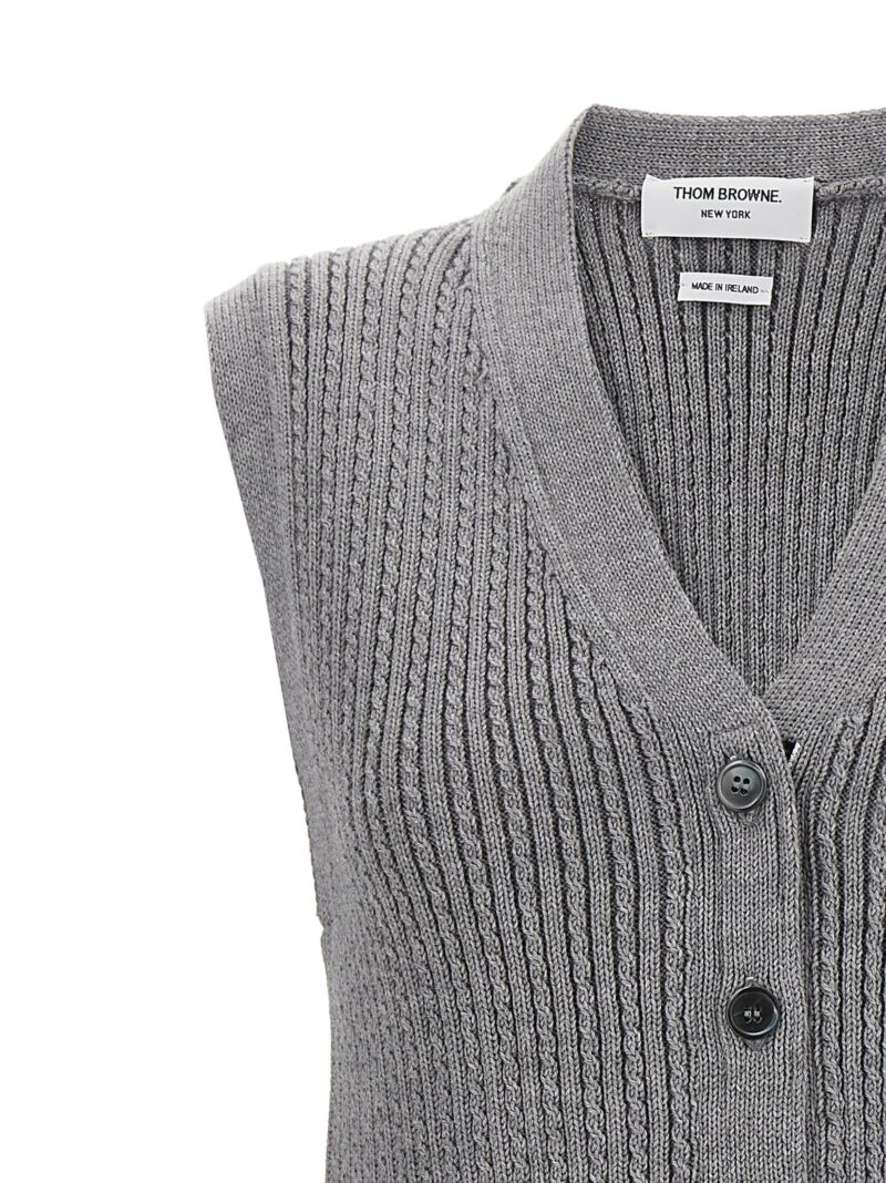 'Baby Cable Cropped' Vest Woman THOM BROWNE Gray