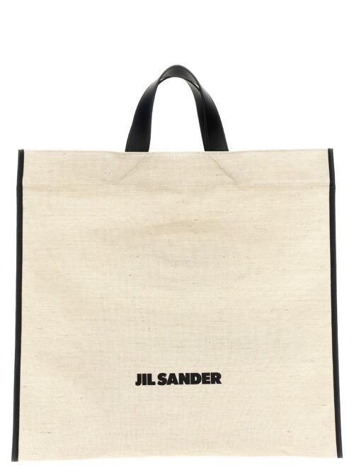 'Border Book Tote Square' shopping bag JIL SANDER White/Black