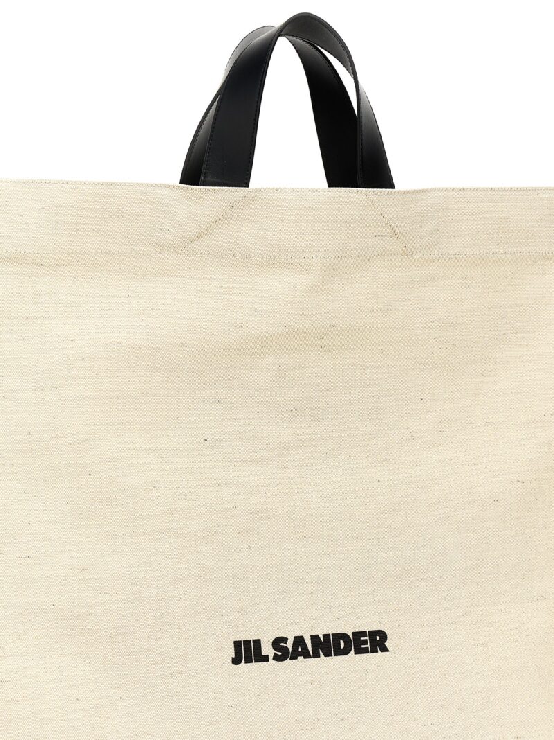 'Border Book Tote Square' shopping bag Woman JIL SANDER White/Black