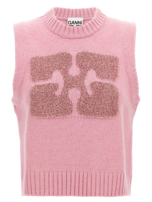 Lurex logo vest GANNI Pink