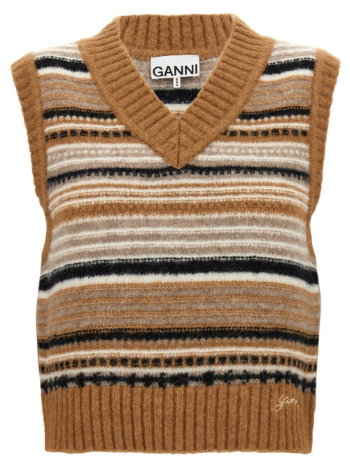 Striped vest GANNI Beige