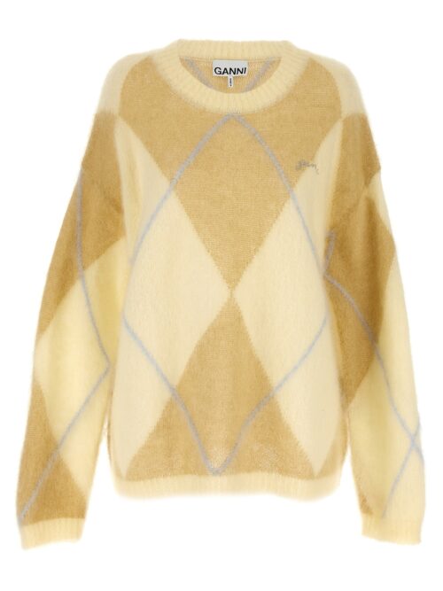 Logo embroidery diamond sweater GANNI Yellow