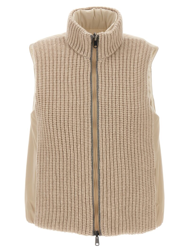 Reversible knit insert vest BRUNELLO CUCINELLI Beige