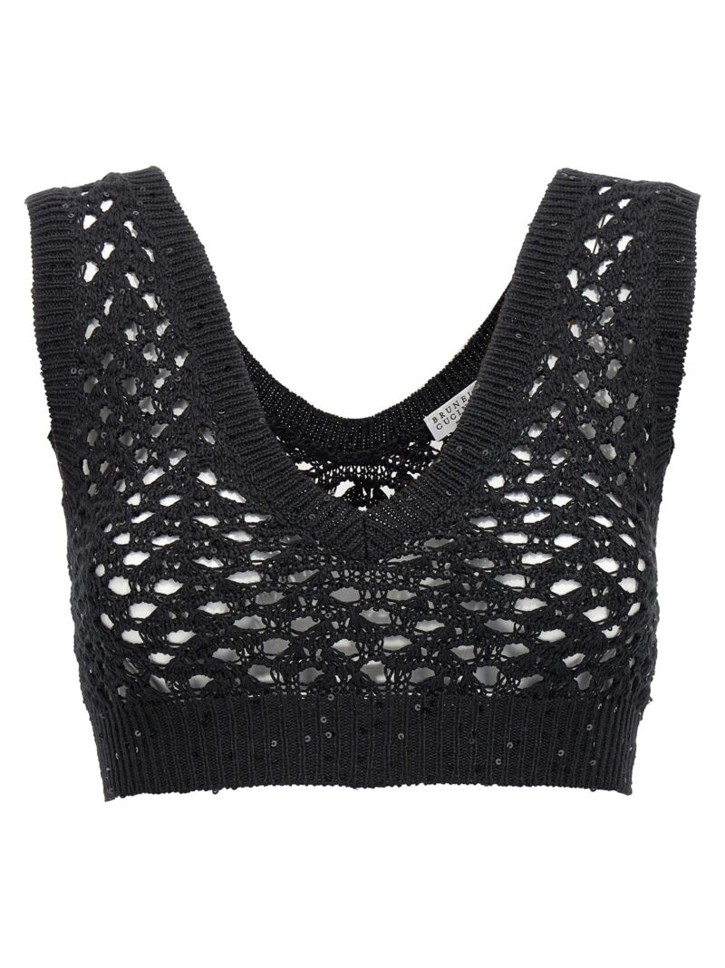 Sequin crop top BRUNELLO CUCINELLI Black