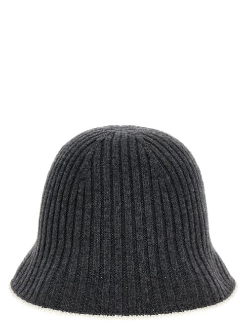 Ribbed knit bucket hat BRUNELLO CUCINELLI Gray