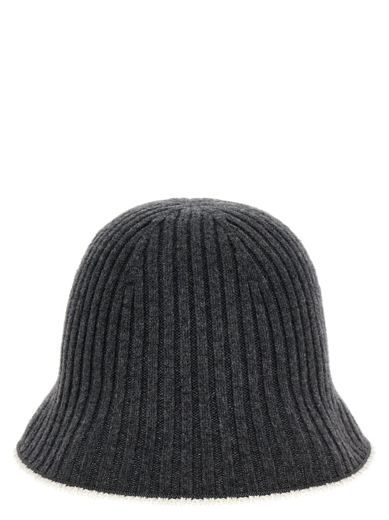 Ribbed knit bucket hat BRUNELLO CUCINELLI Gray