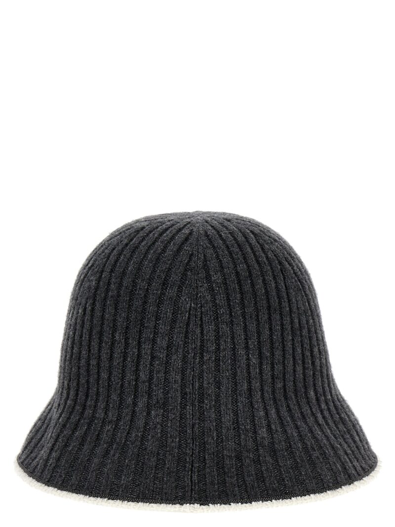 Ribbed knit bucket hat Woman BRUNELLO CUCINELLI Gray