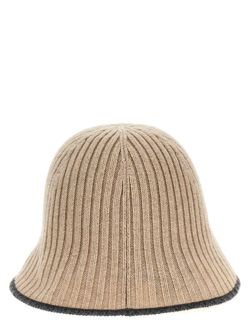 Ribbed knit bucket hat Woman BRUNELLO CUCINELLI Beige