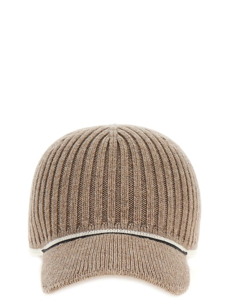 Ribbed knit cap BRUNELLO CUCINELLI Beige