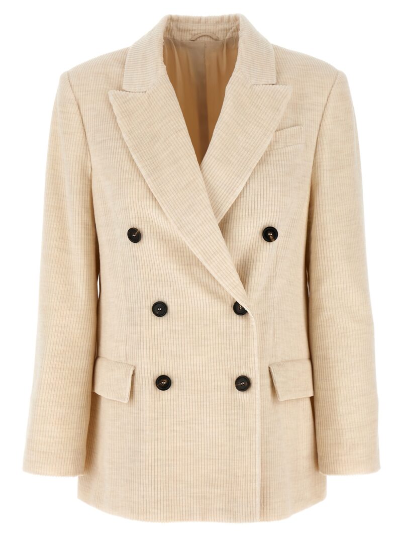 Ribbed velvet blazer BRUNELLO CUCINELLI White