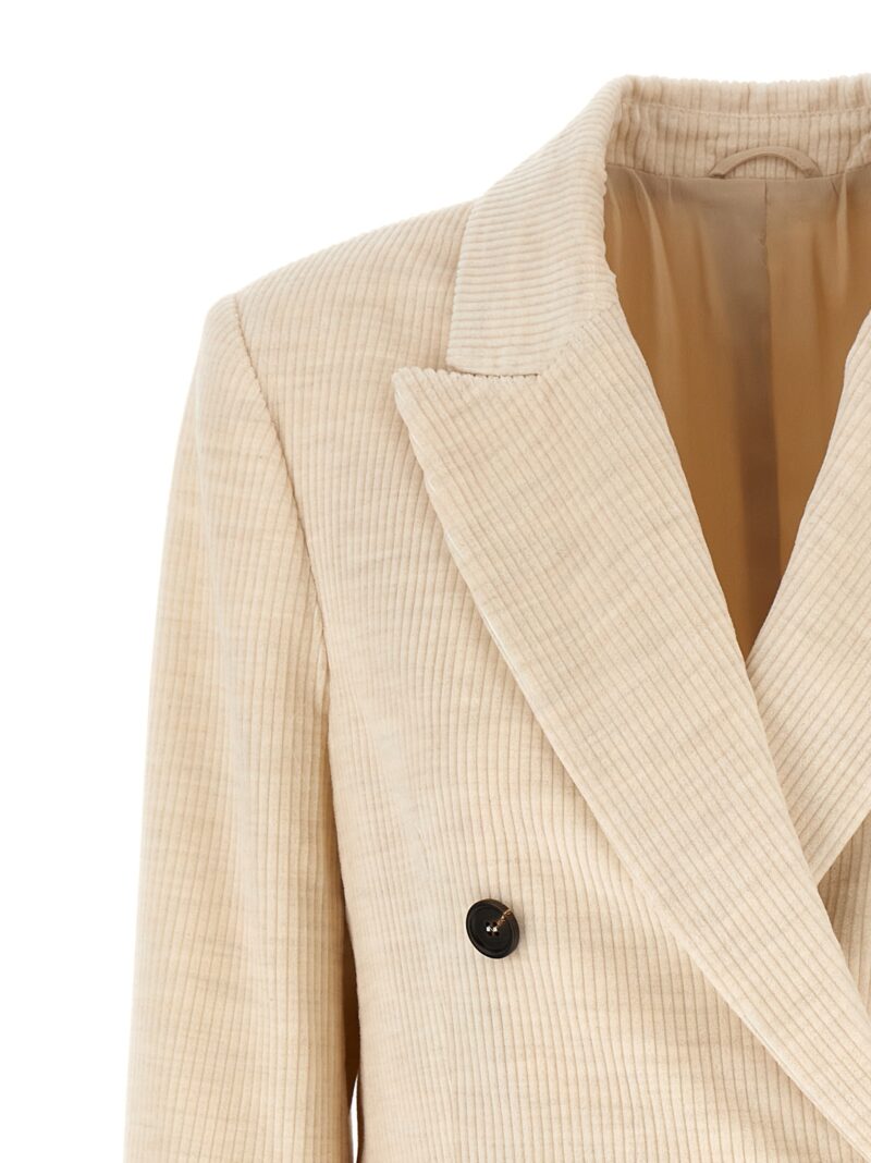 Ribbed velvet blazer Woman BRUNELLO CUCINELLI White