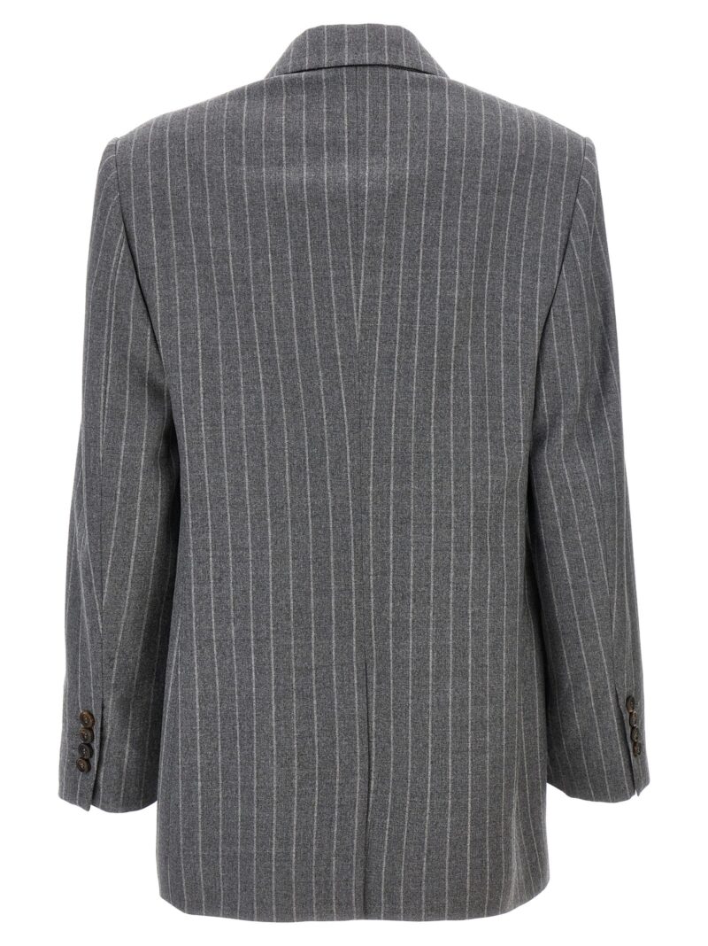 Pinstriped double-breasted blazer MD5777190PC004 BRUNELLO CUCINELLI Gray