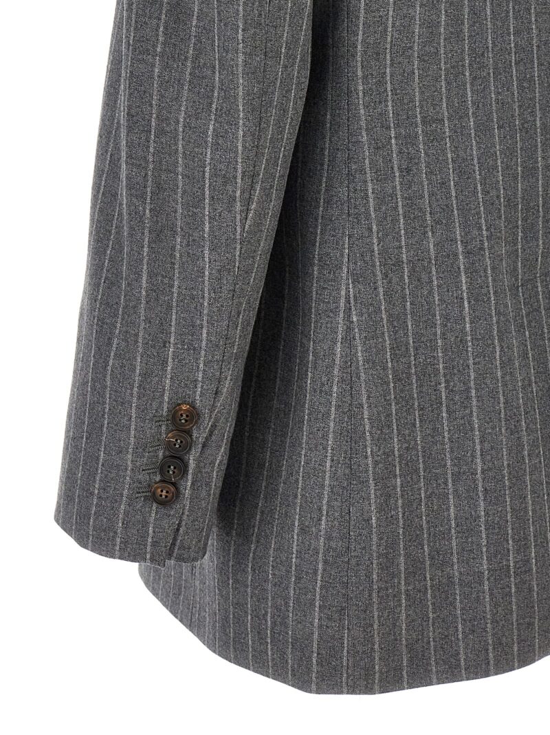 Pinstriped double-breasted blazer 100% wool BRUNELLO CUCINELLI Gray