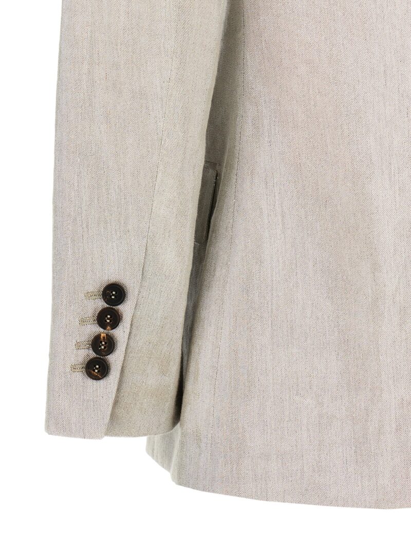 Laminated double-breasted blazer 88% linen