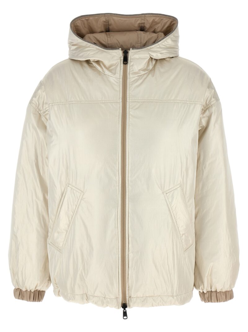 Laminated reversible down jacket BRUNELLO CUCINELLI Beige